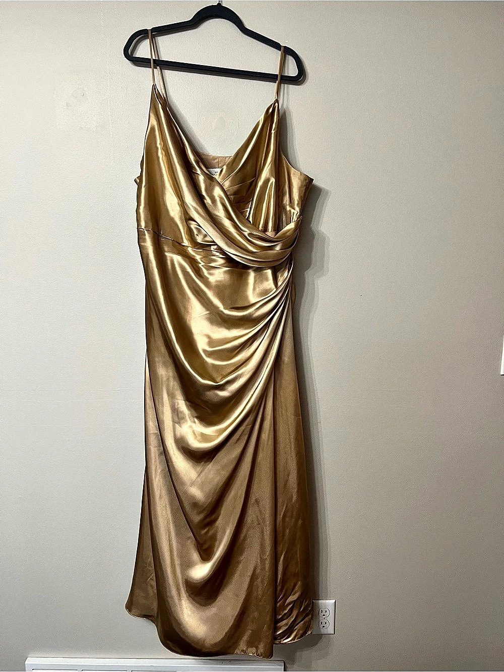 Galina Signature Draped Gold special occasion Dress Size 24 Like New